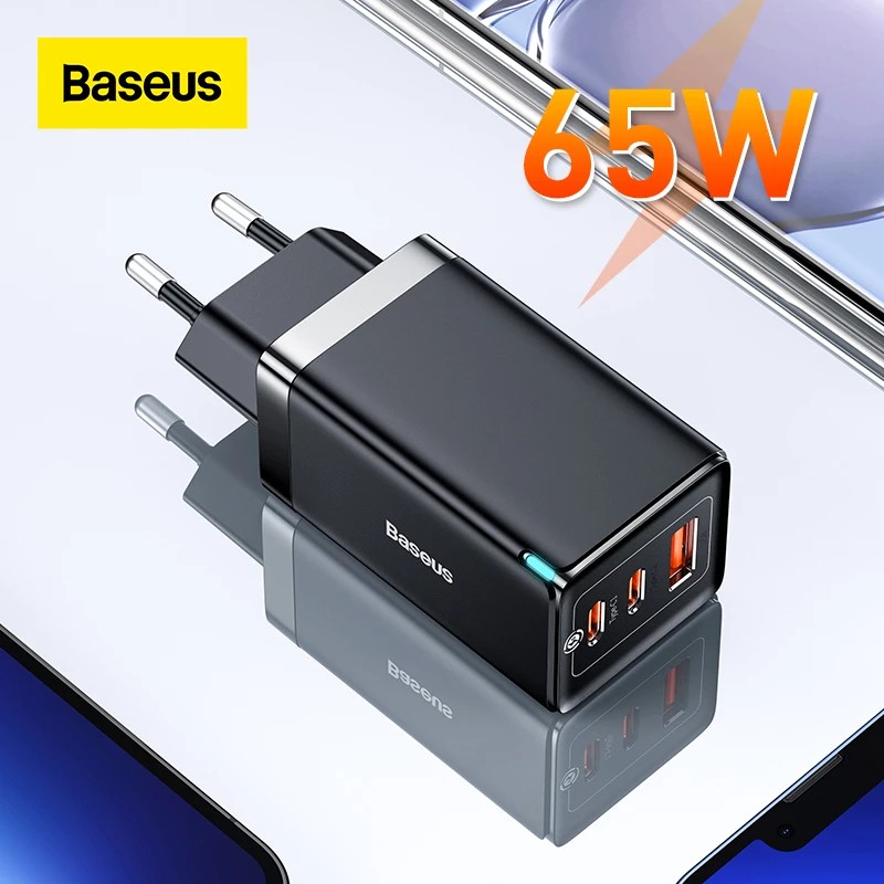 Chargeur 65W GaN Charge Rapide 4.0 3.0 AFC SCP PD 3.0 USB Et USB-C - Baseus