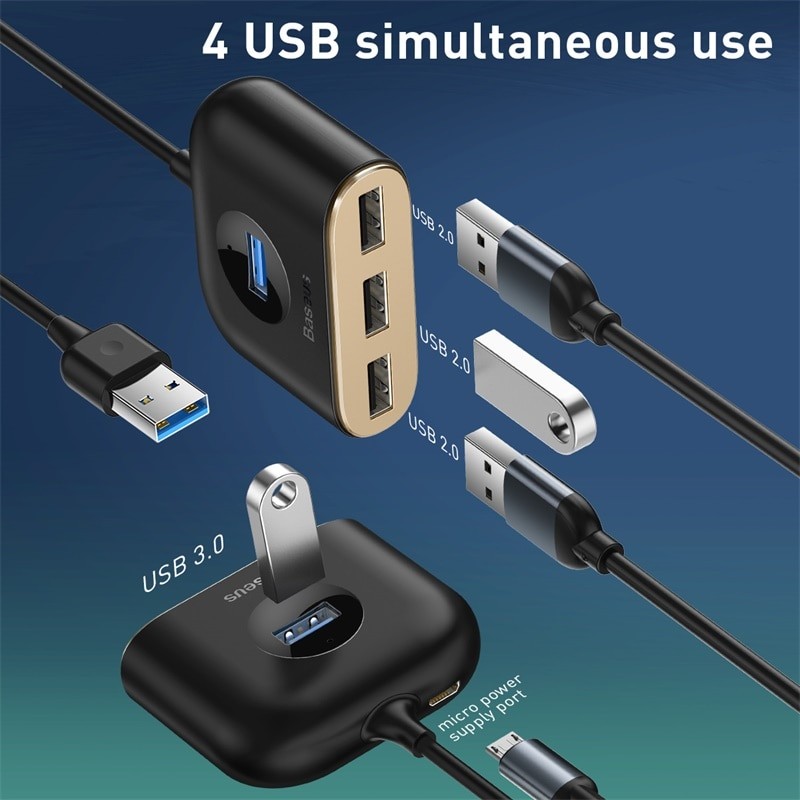 HUB USB 3.0 USB 2.0 HUB LED Répartiteur USB - Baseus