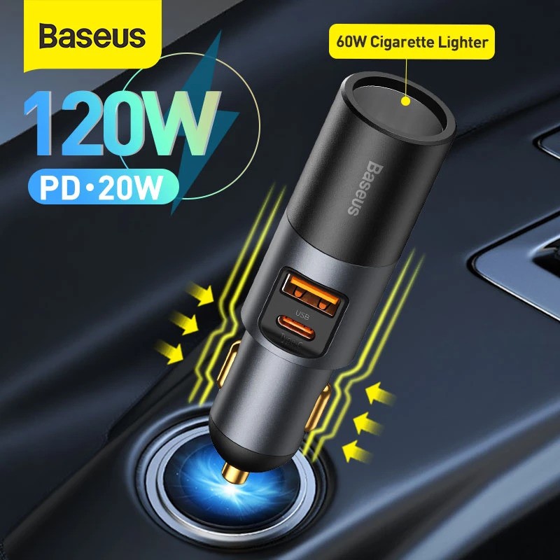 Allume Cigare USB, USB C PD 30W Charge Rapide Chargeur Voiture, USB A QC3.0  Chargeur