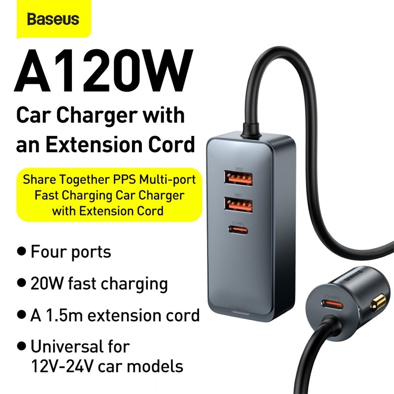 Chargeur rapide pour voiture Black Label Port USB-C et USB-A