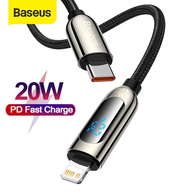 Câble USB-C Lightning 20W PD Charge Rapide Et Transfert De Données Pour  IPhone IPad Avec Affichage Numérique - Baseus