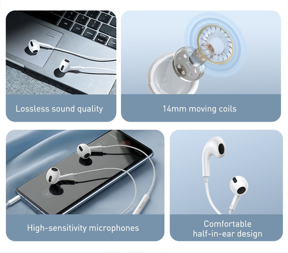 Écouteurs Filaires Stéréo Avec Microphone De Commande Filaire  Semi-intra-auriculaires Pour Huawei / Apple / Xiaomi / Samsung, Mode en  ligne