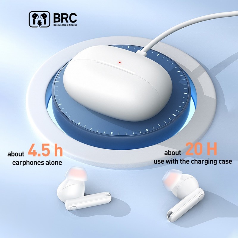 Baseus Ecouteurs Bluetooth sans Fil à Réduction de Bruit Active Hybride -48  DB, Autonomie 140H, Étanchéité IPX6, 4 Micros ENC, Faible Latence de  0,038s, Bluetooth 5.3 - Bowie MA10 : : High-Tech