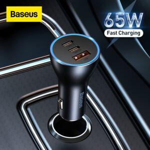 Baseus Chargeur de voiture Allume Cigare 65W, Sortie USB et Type-C + Cable  100W - Waffir وَفِّـرْ