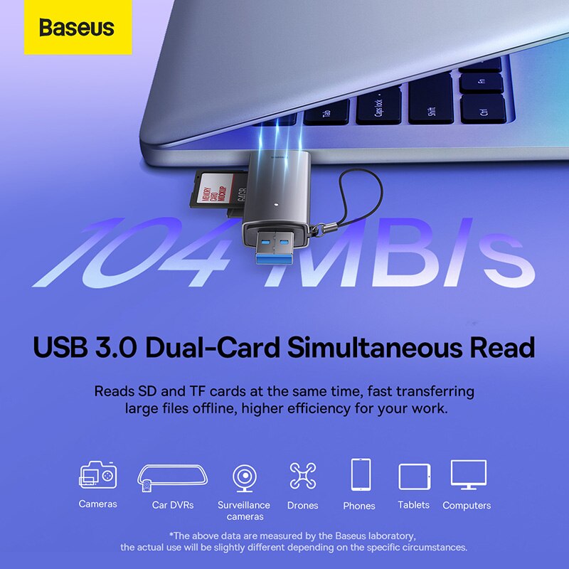 Lecteur De Cartes Multi-usb 2 En 1, 3.0 Mo/s, Type C à SD Micro SD TF, 2TB  - Baseus