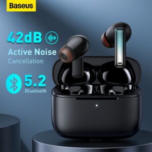 Oreillette Bluetooth avec Kit Main Libre et Réduction Active de Bruit,  Design Micro-Cravate par Baseus - Noir - Français