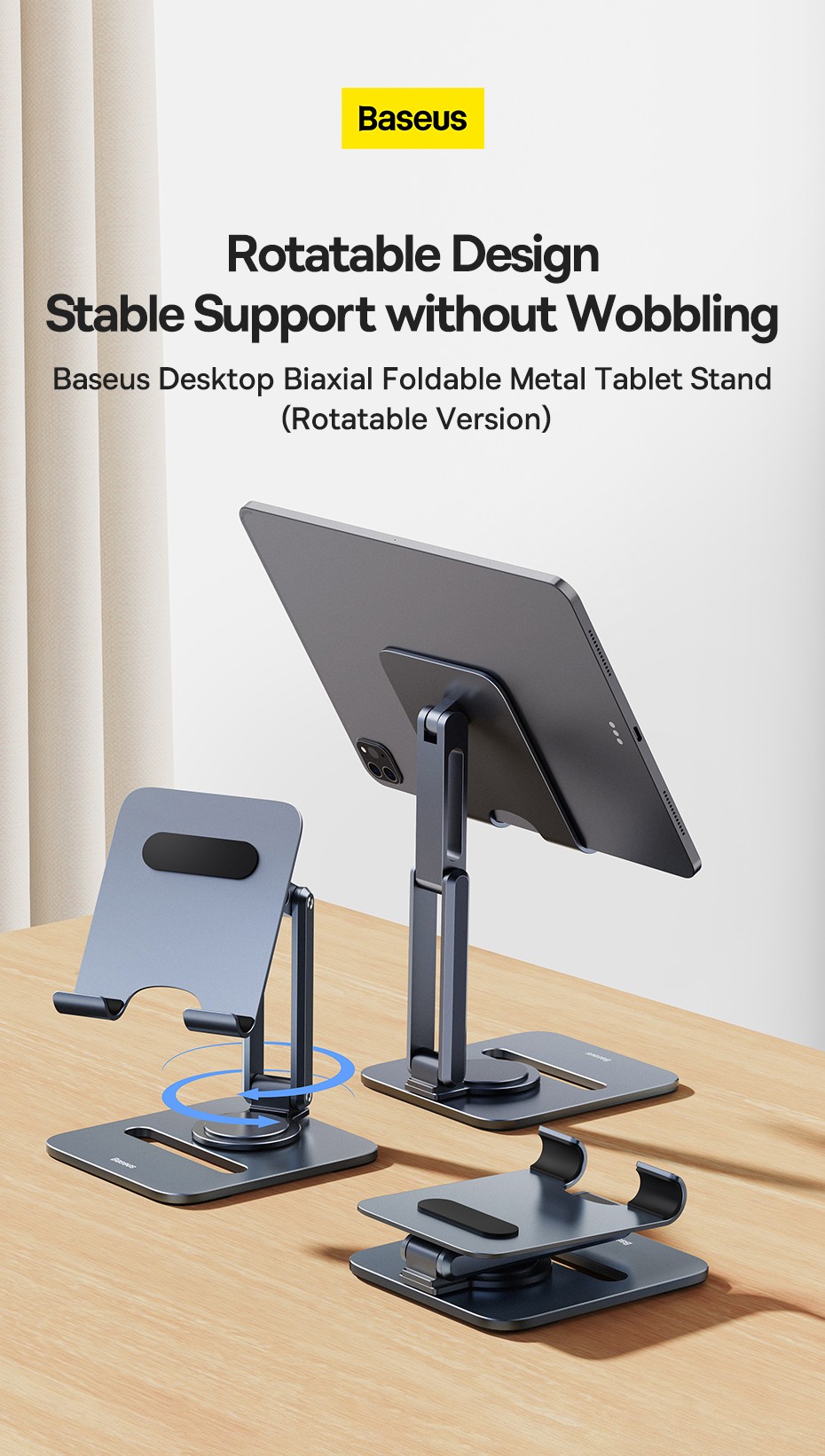 Support De Bureau En Aluminium Pour Tablette, IPad Pro 12.9 11 Xiaomi -  Baseus
