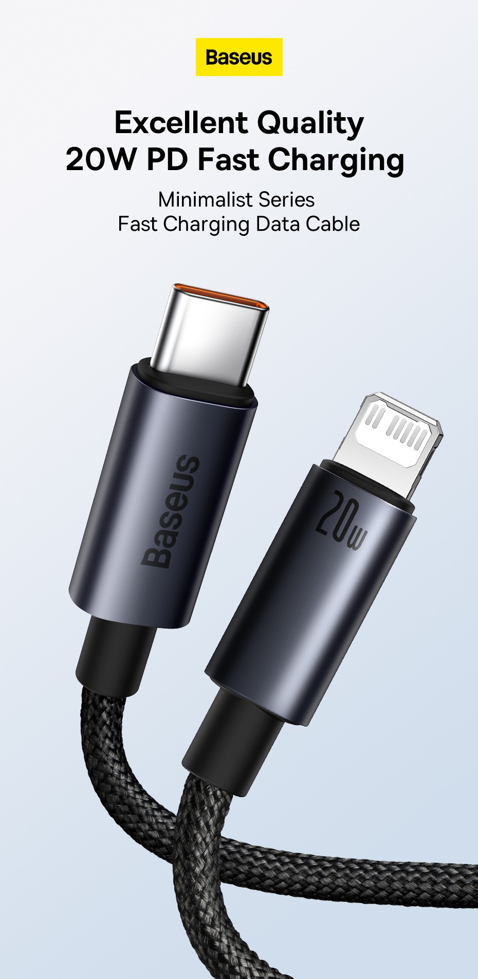 Câble USB C à Affichage Numérique Pour IPhone, Charge Rapide En Poly,  Données De Téléphone Portable, Pluie, 20W, PD, 14, 13, 12 Pro Max - Baseus