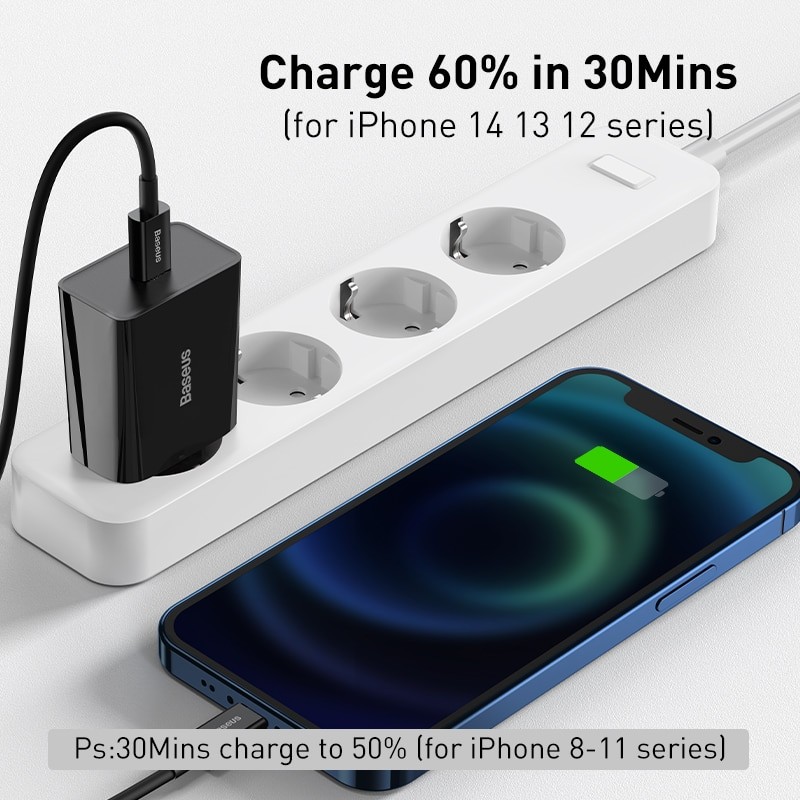 Chargeur De Charge Rapide USB Type C, 20W, QC 3.0 PD, IPhone 14 13