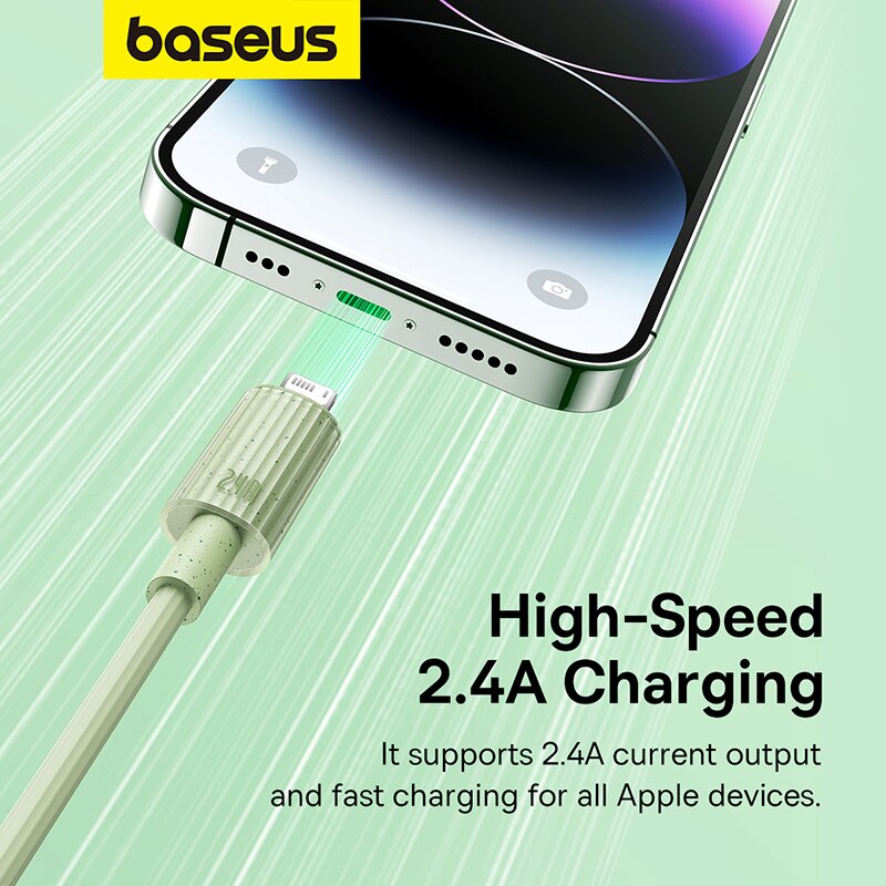 Câble USB écologique Pour IPhone, Chargeur Rapide, Câble De Pluie Pour  IPad, 14, 13, 12, 11 Pro Max, X, Xr, 8, 7, Graphite A - Baseus