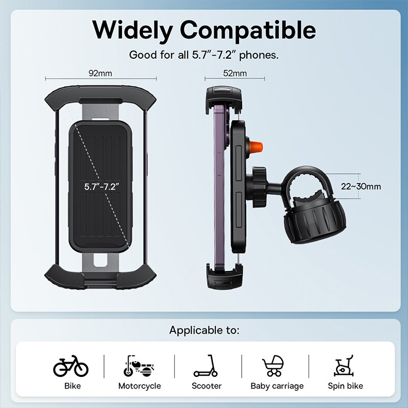 Universal - Porte-téléphone pour vélo Porte-téléphone pour moto Porte- téléphone étanche Porte-smartphone réglable magnétique Porte-téléphone  Navigation Cyclisme