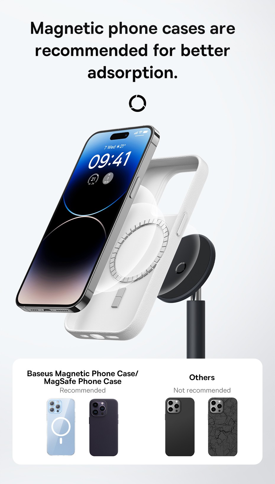 Support De Téléphone Magnétique Universel Réglable, Pour IPhone 14 15 Pro  Max Samsung Xiaomi - Baseus