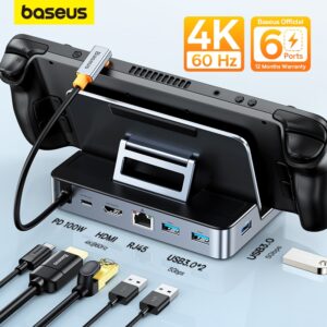 Station d'accueil USB C pour Nintendo Switch Steam Deck, Type C vers 4K @ 60Hz DP, Compatible HDMI, Gigabit Ethernet, airies USB 3.0