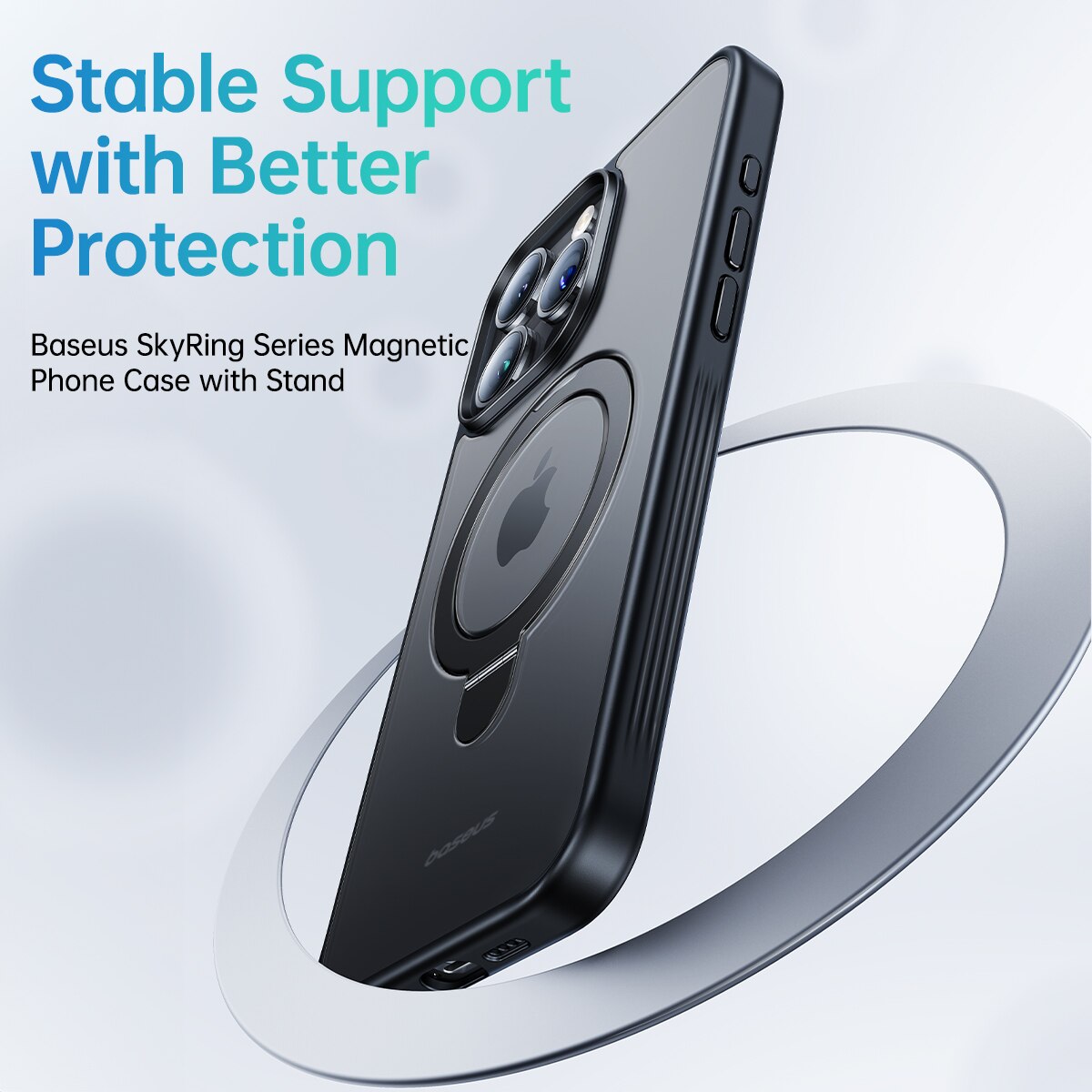 Coque MagSafe Charge Sans Fil, Support Magnétique, Anneau De Support  Réglable, 180 °, Compatible Avec IPhone 14, 15, 13 Pro Max Plus - Baseus