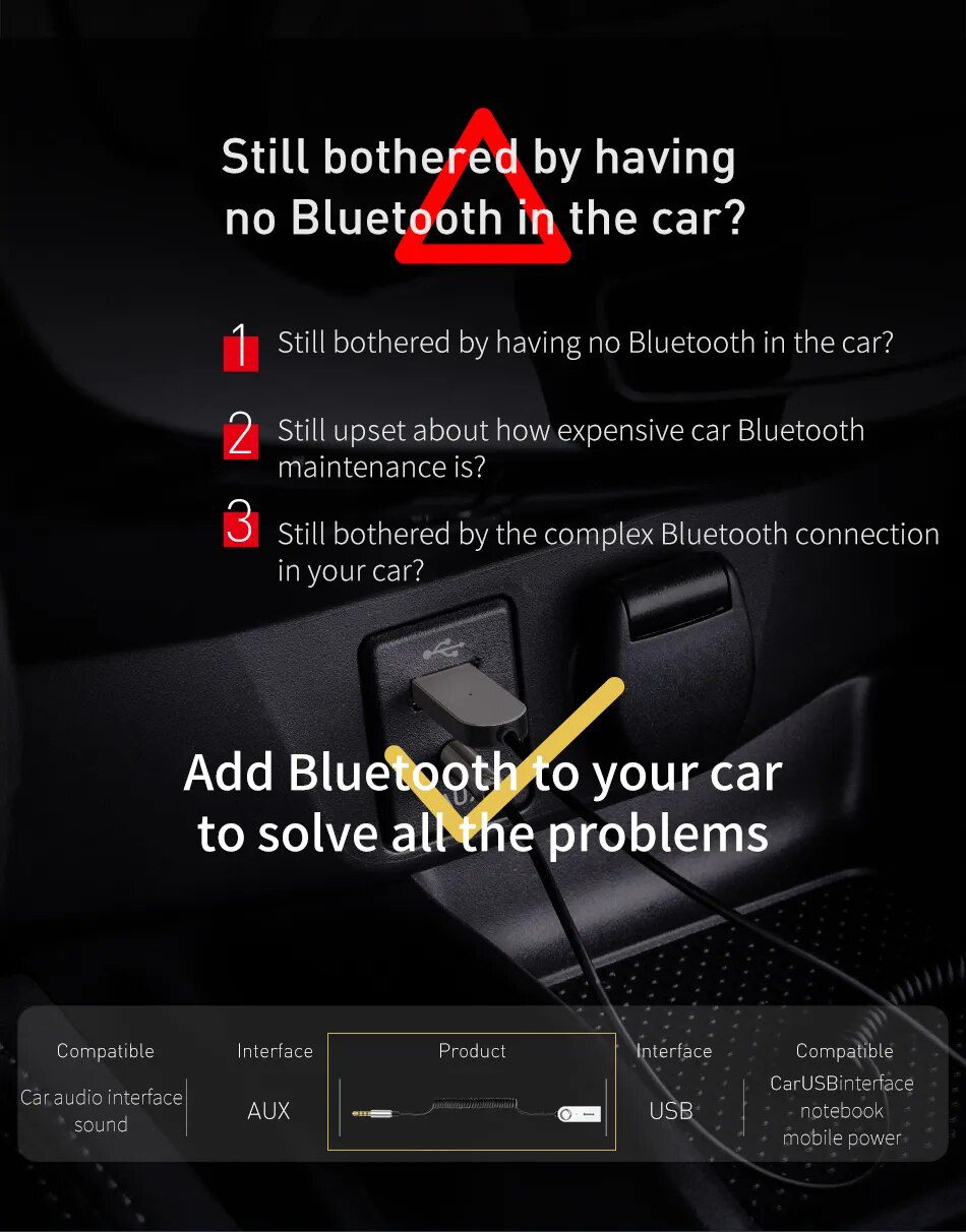 Baseus Aux Bluetooth Adapter For Car 3.5mm Jack USB Bluetooth 5.0